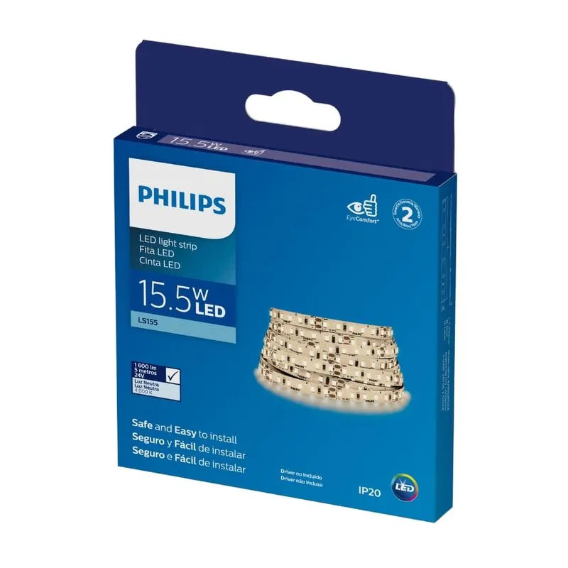 Fita Led Philips 5 Metros 15.5w 24v Neutra 4000k 1600lm/m