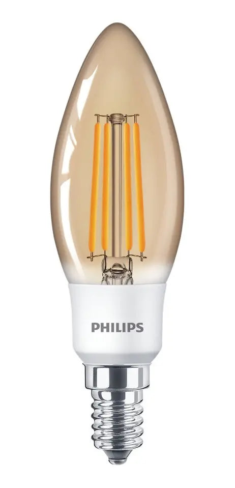 Lampada Vela Filamento 2.7w Philips Quente 2500K E14 E27