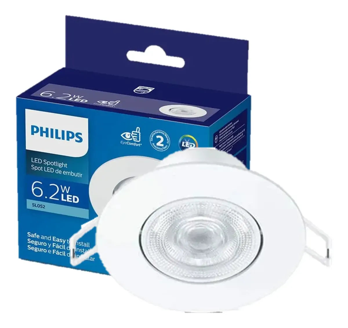 Spot Led Philips Redondo Embutir 6.2w Luz Branca 6500K