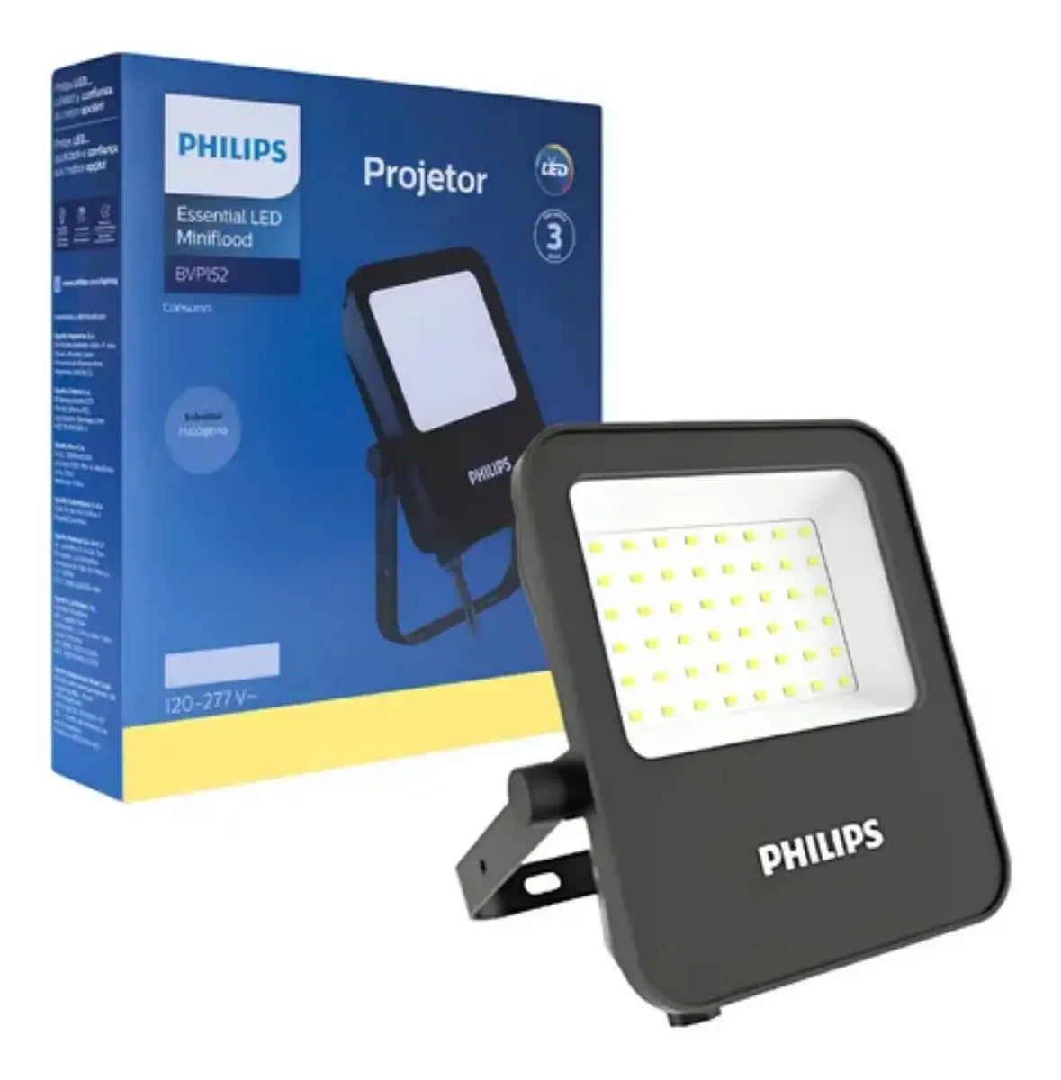 Refletor Projetor Philips 10w Luz Quente 3000K Amarela IP65