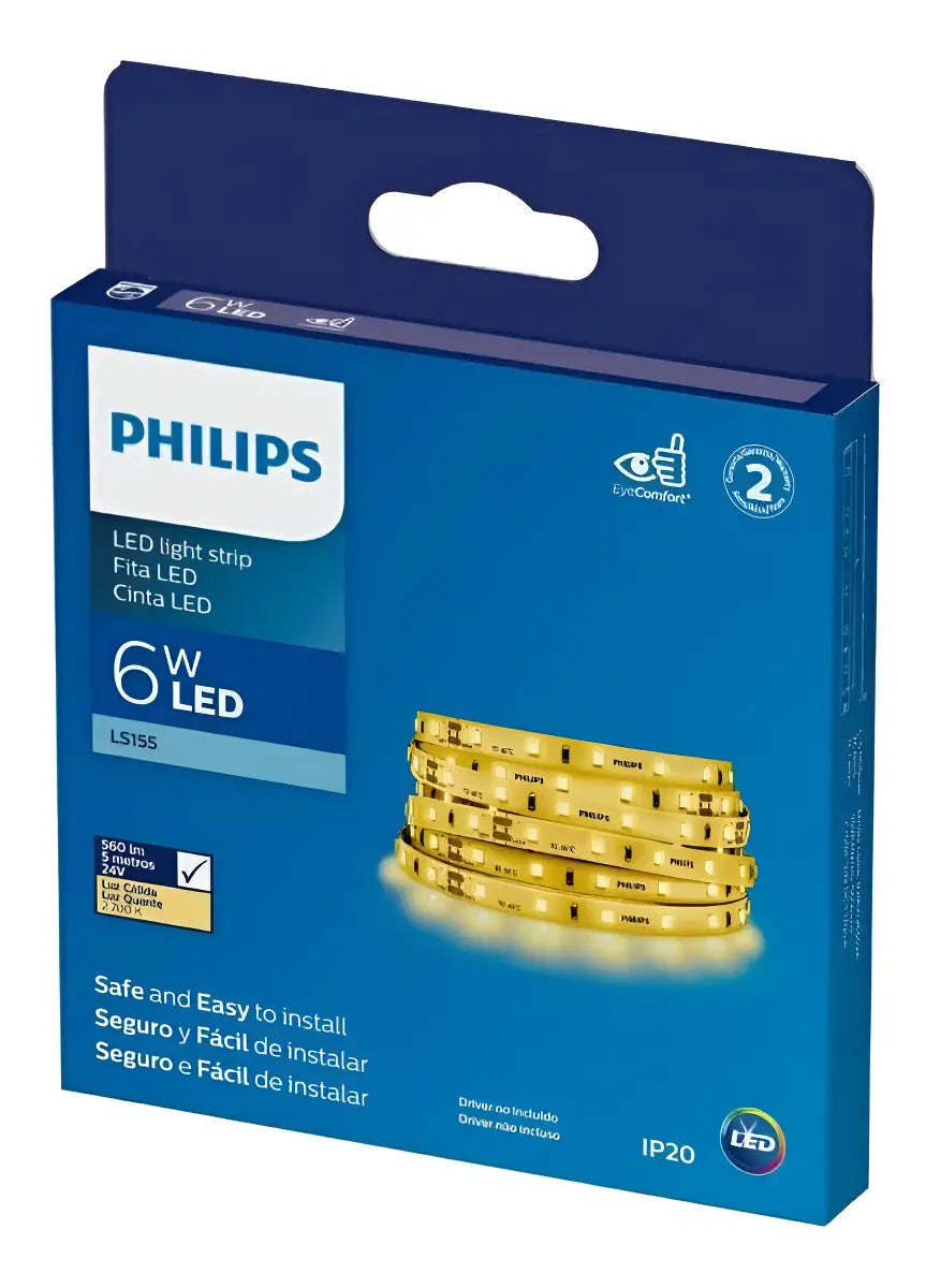Fita Led Philips 5 Metros 6w 24v Luz Quente 2700k 560lm/m