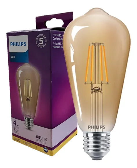 Lampada Retro Filamento Philips ST64 4w Luz Quente 2500K