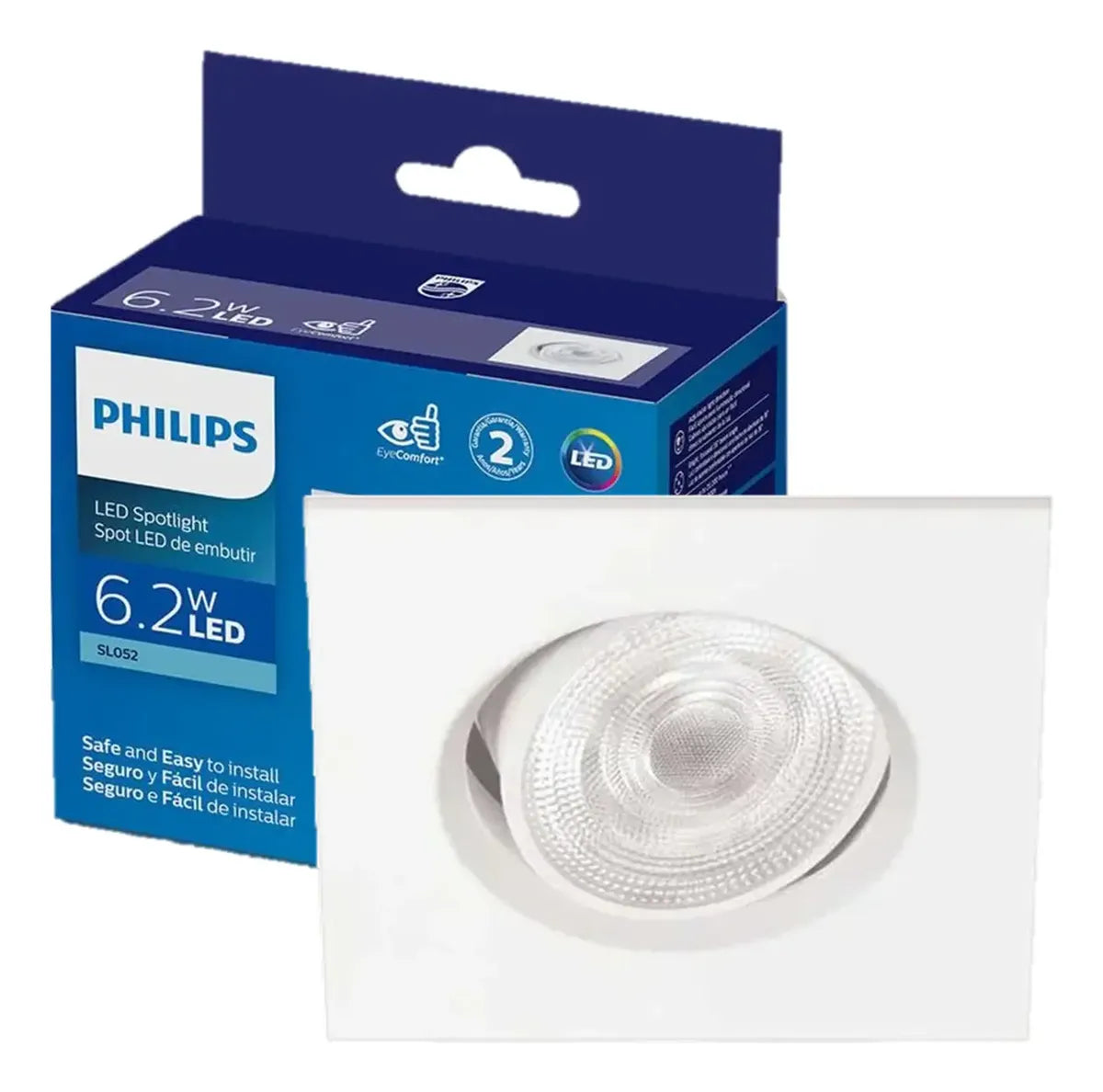 Spot Led Philips Quadrado Embutir 6.2w Luz Branca 6500K