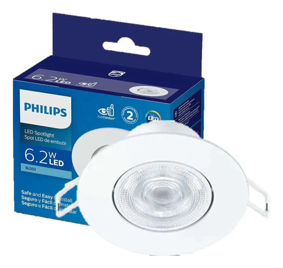 Spot Led Philips Redondo Embutir 6.2w Luz Quente 2700K
