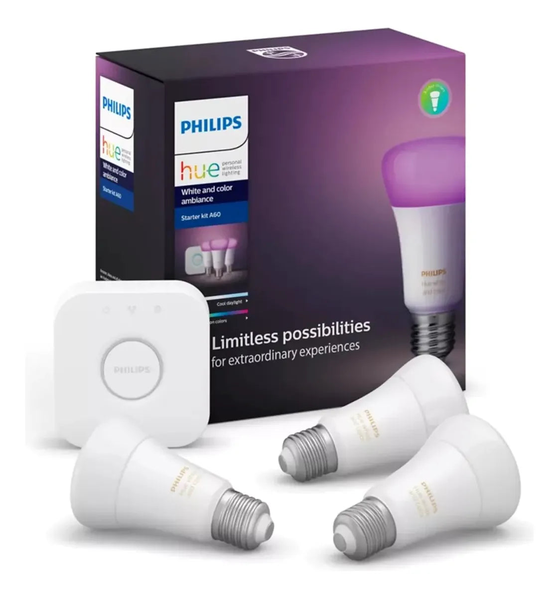 Starter Kit 3 Lampadas Philips Hue 9w Inteligente Wifi 110v